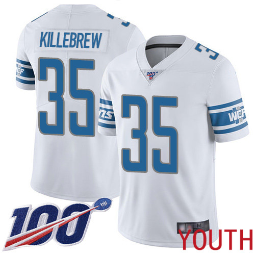 Detroit Lions Limited White Youth Miles Killebrew Road Jersey NFL Football #35 100th Season Vapor Untouchable->youth nfl jersey->Youth Jersey